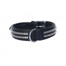 Ace Comfy  Leather Padded Dog Collar with Chrome Studs (Black)